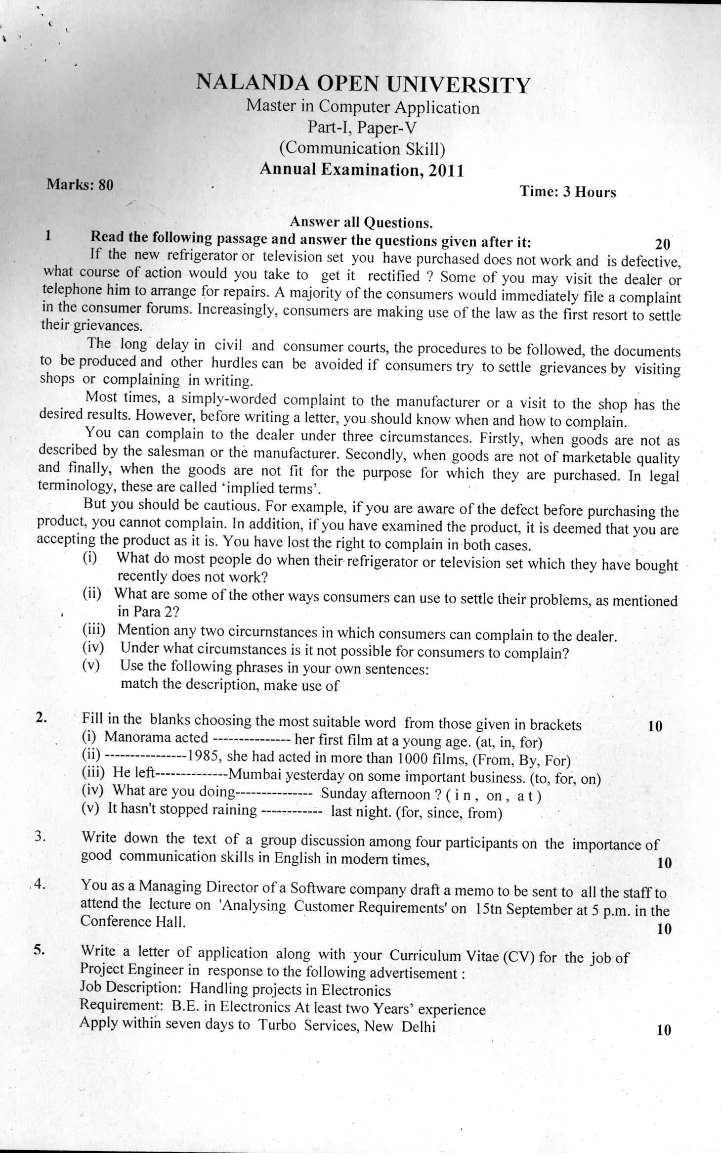 Nalanda Open University Previous Year Question Paper 2023 - Study Origin